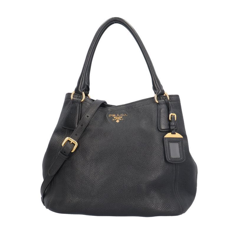 Prada Shoulder Bag Leather Black Women Prada Preowned Prada